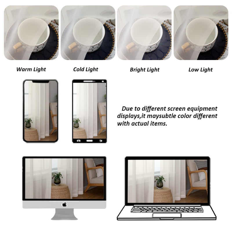 Chyhomenyc Ivory Sheer Curtains 84 Inches Long 2 Panels Set  Light Filtering Cream Voile Window Drapes for Bedroom Living Room  42Wx84L Inch  Ivory  Set of 2 - Image 5